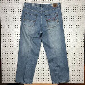 Paco Y2K Light Wash Denim Jean 40x33 Stitched 90s Streetwear Skate Baggy Hip Hop